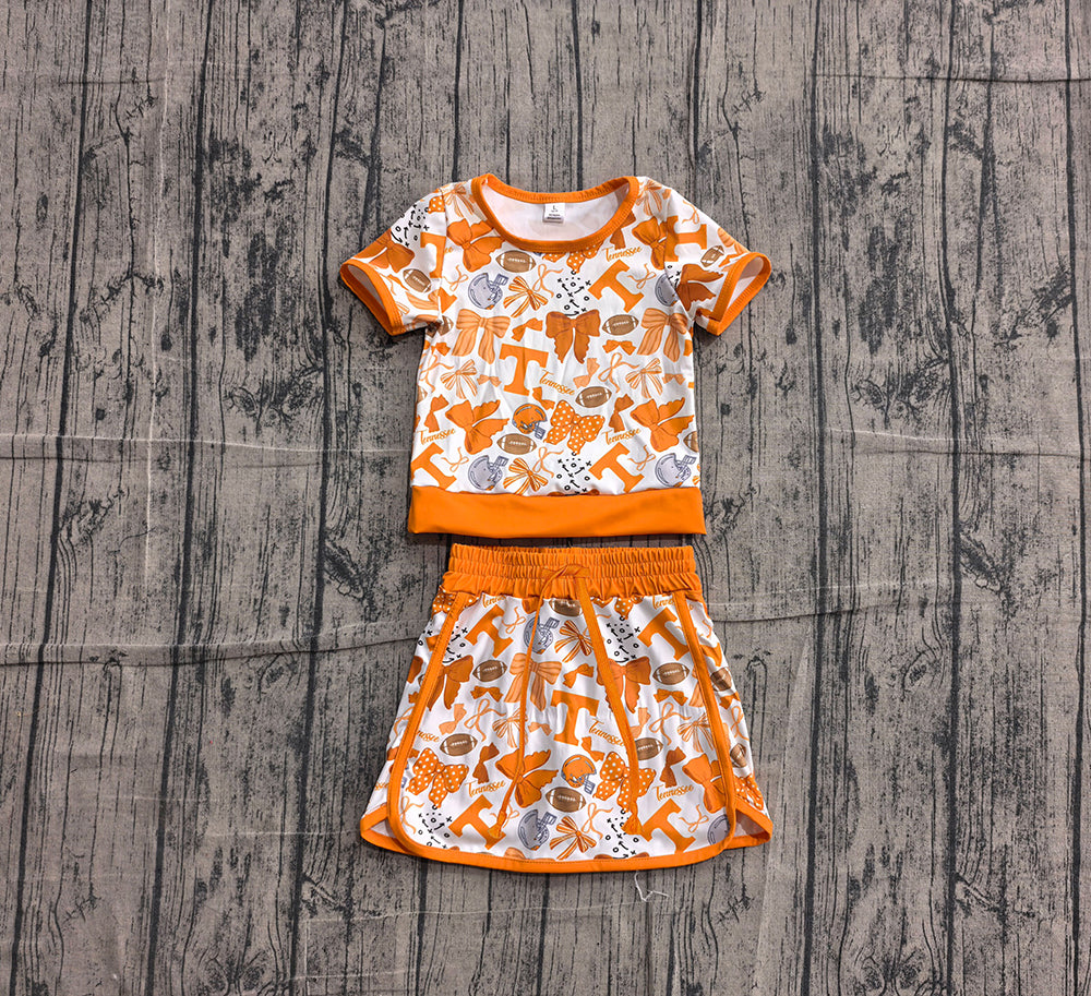 5.6 Preorder GSD4181 Teams Tennessee Bows Print Girls Summer Yoga Clothes Set