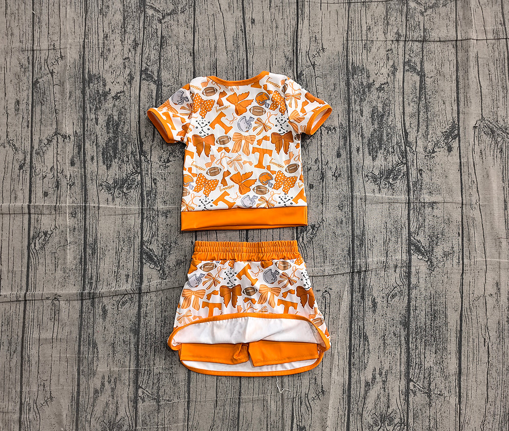 5.6 Preorder GSD4181 Teams Tennessee Bows Print Girls Summer Yoga Clothes Set