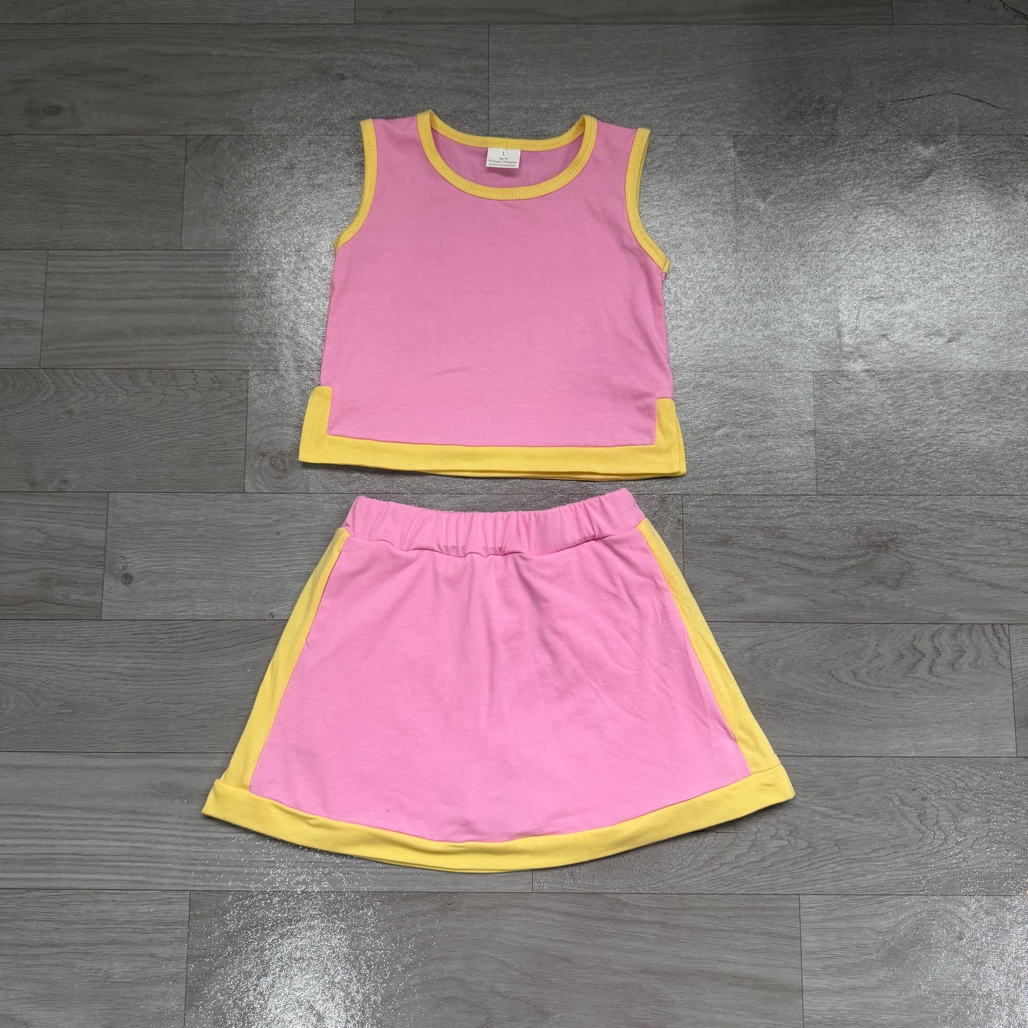Preorder Girls Pink Yellow Tank Top with Skort Active Outfit