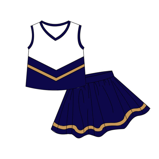 5.7 Preorder  Kids Girls Navy Sport Team Active Tank Top + Skort Outfit Preorder