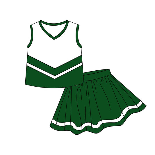 5.7 Preorder  Kids Girls Dark Green Sport Team Active Tank Top + Skort Outfit Preorder