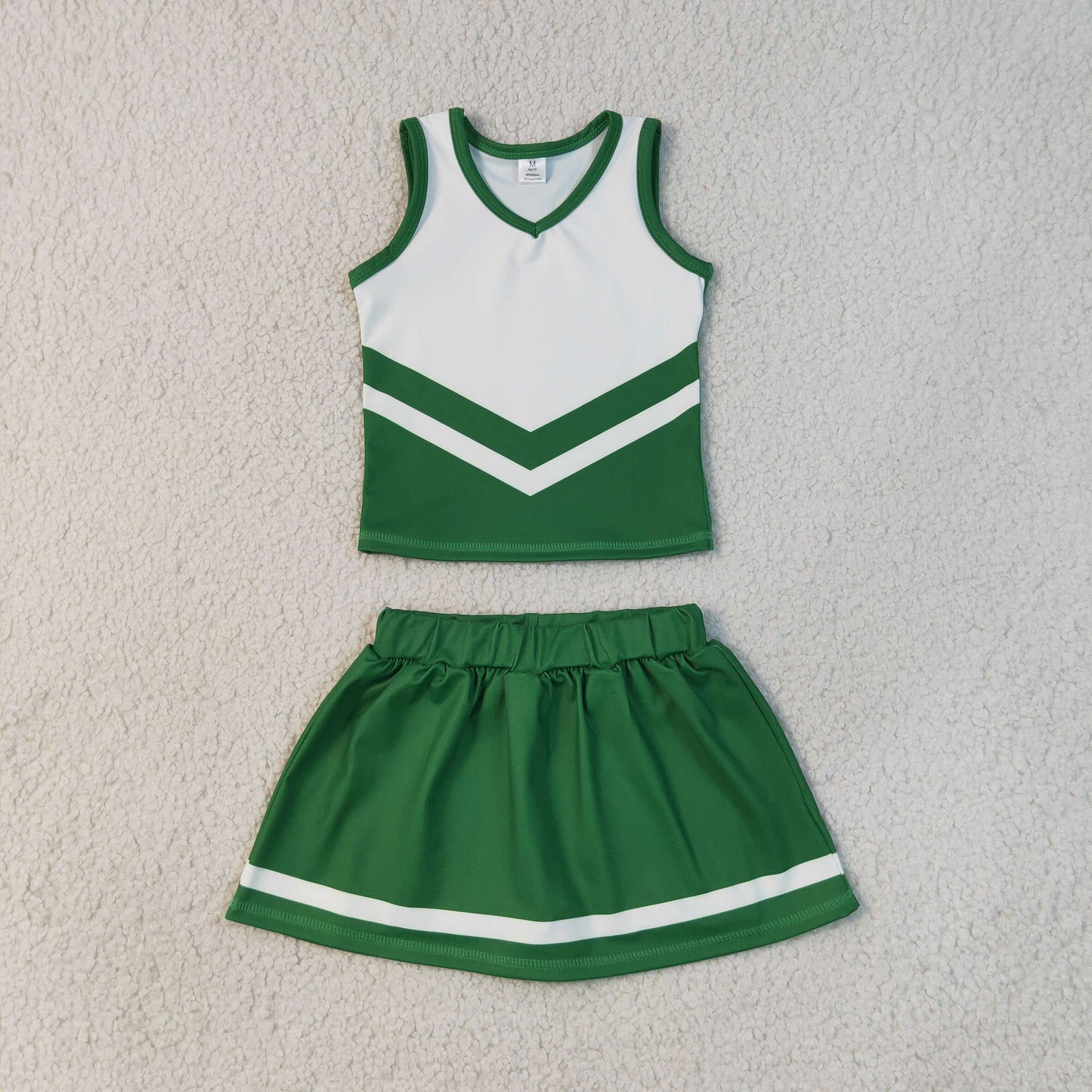 GSD4191 Teams Green White Active Tank Top + Skort Girls Yoga Clothes Set