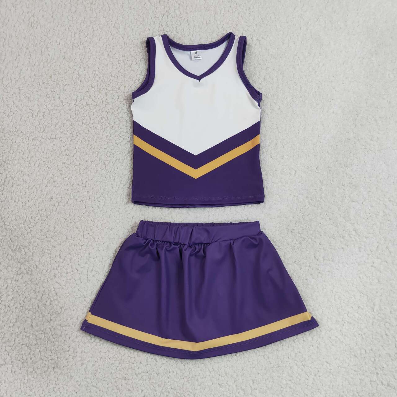 GSD4193 Girls Purple Golden Sport Team Active Tank Top + Skort Outfit
