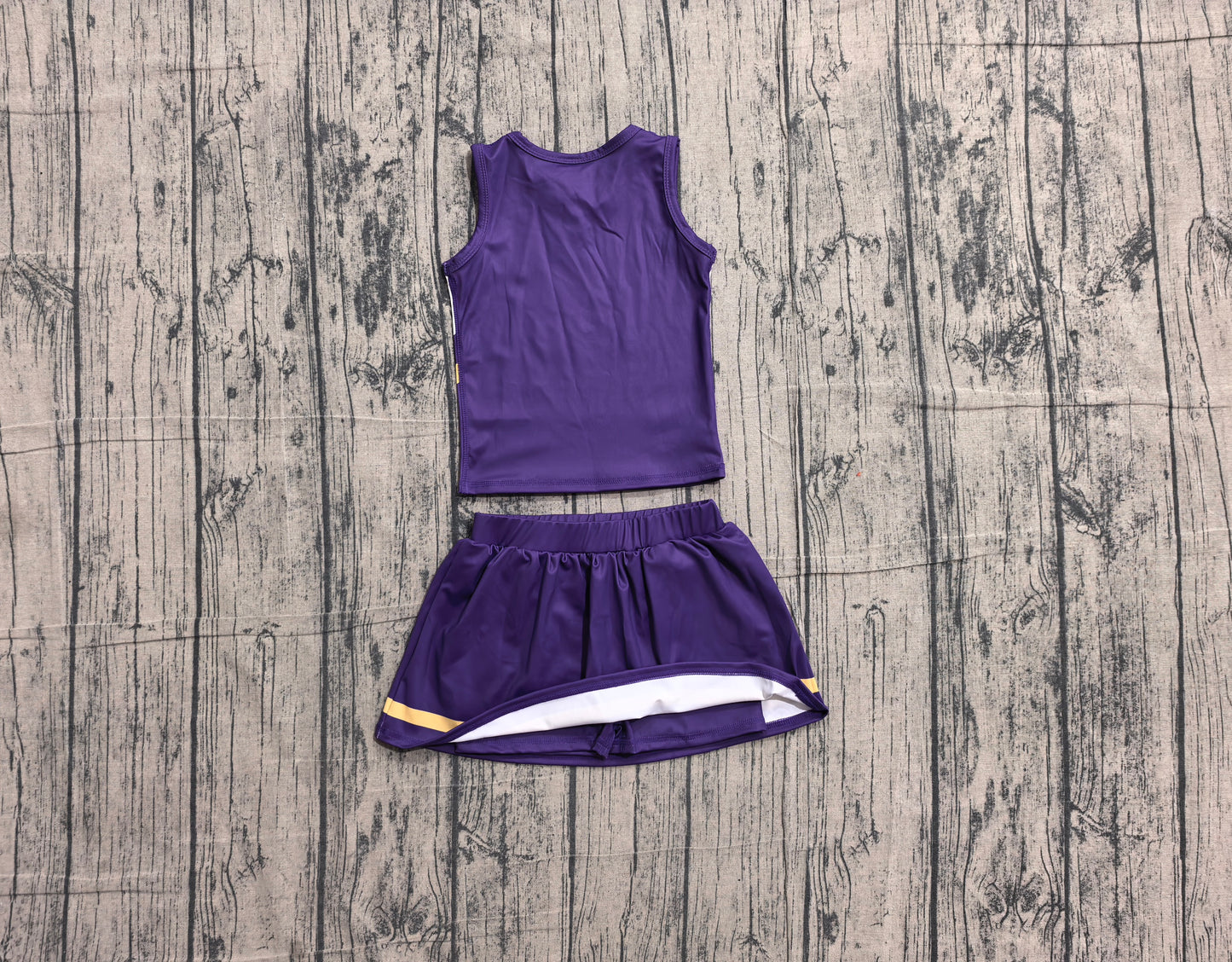 5.7 Preorder  Kids Girls Purple Golden Sport Team Active Tank Top + Skort Outfit Preorder