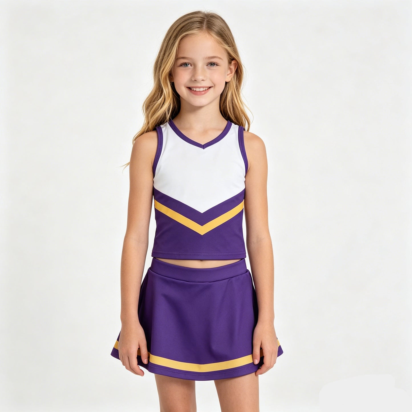 GSD4193 Girls Purple Golden Sport Team Active Tank Top + Skort Outfit