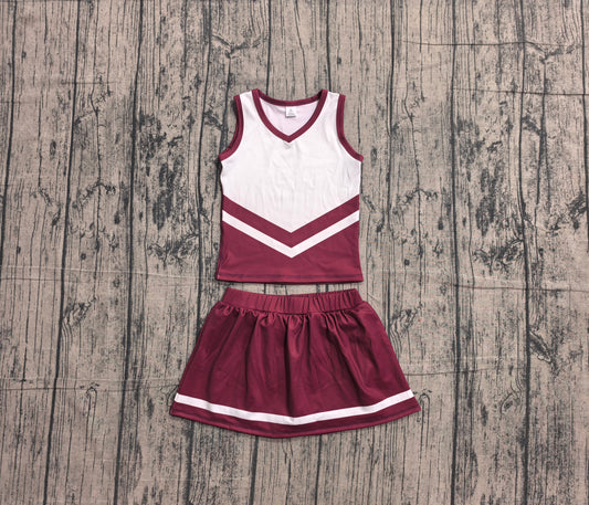 5.7 Preorder  Kids Girls Dark Red Team Active Tank Top + Skort Outfit Preorder
