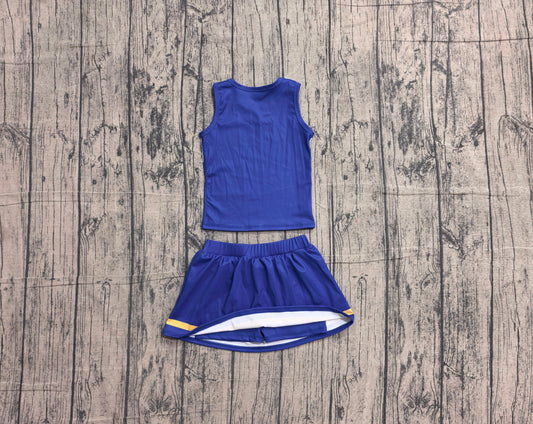5.7 Preorder Kids Girls Royalblue Golden Team Active Tank Top + Skort Outfit Preorder
