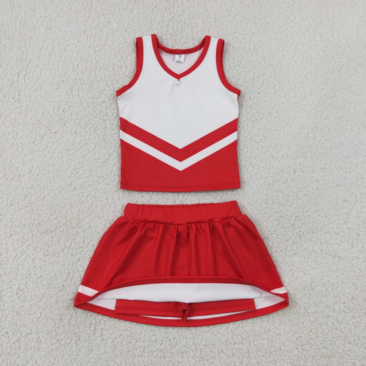 GSD4198 Teams Red White Active Tank Top + Skort Girls Yoga Clothes Set