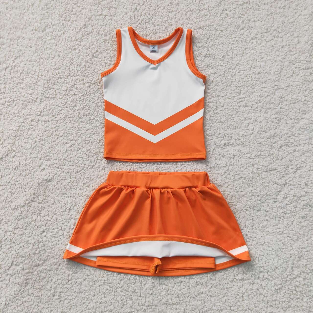 GSD4199 Orange Teams Active Tank Top + Skort Outfits Girls Summer Yoga Clothes Set