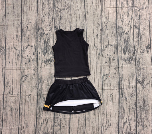 5.7 Preorder Kids Girls Black Golden  Active Tank Top + Skort Outfit Preorder