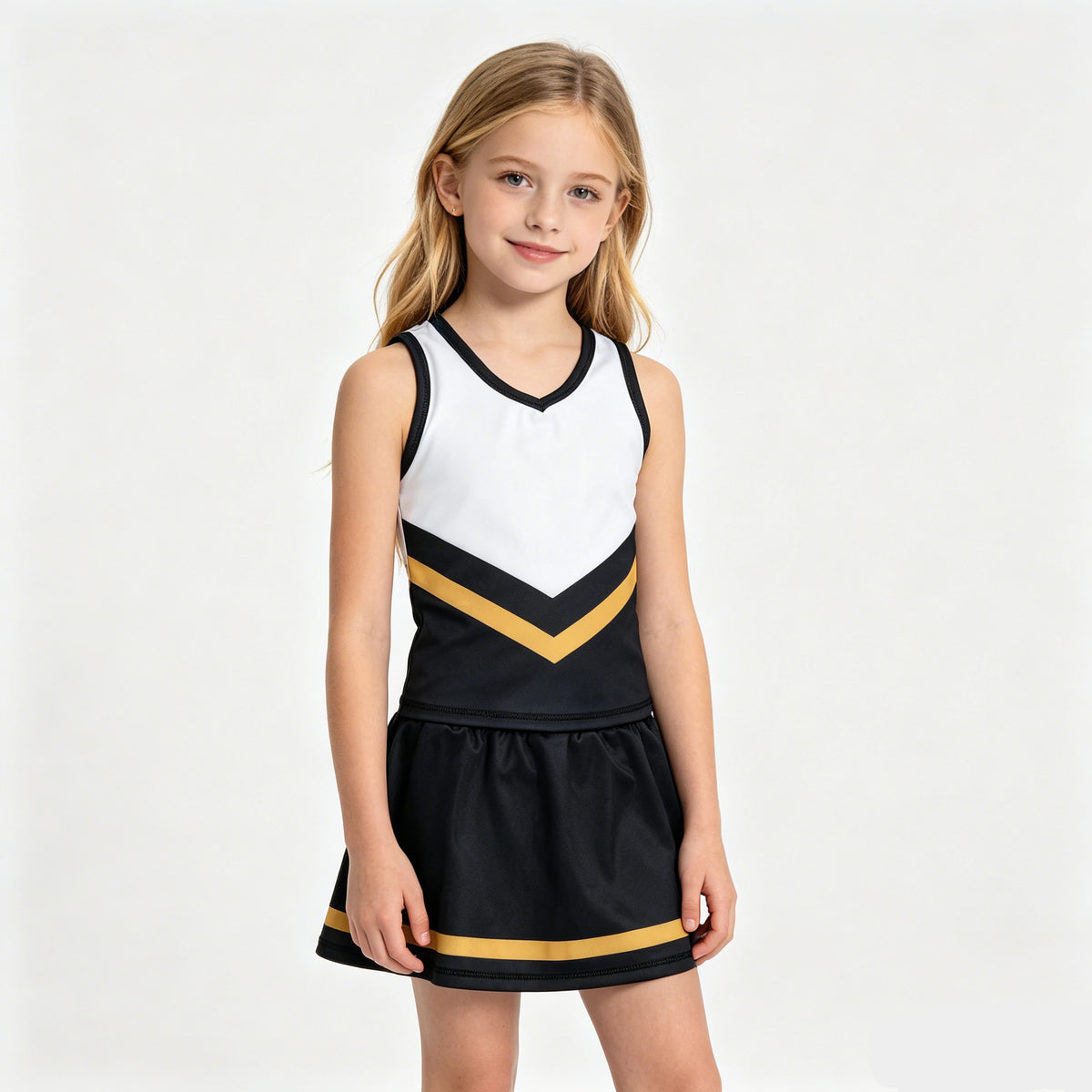 GSD4201 Girls Black Golden Sport Team Active Tank Top + Skort Outfit