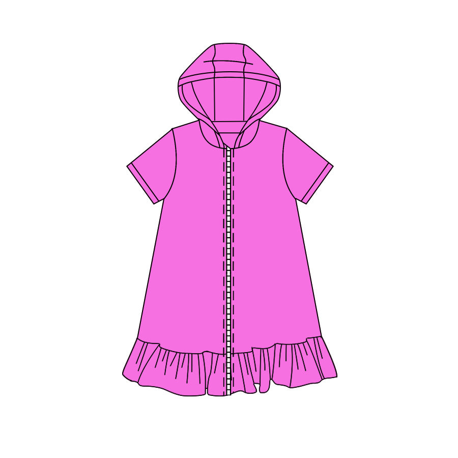 5.7 GSD4212 Preorder Hot Pink Zipper Hoodie Girls Yoga Dress