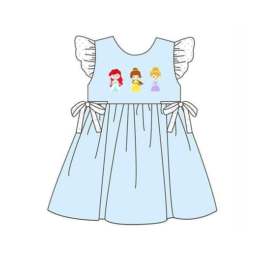 5.8 GSD4214 Cartoon Princess Blue Baby Girls Knee Length Dress Preorder