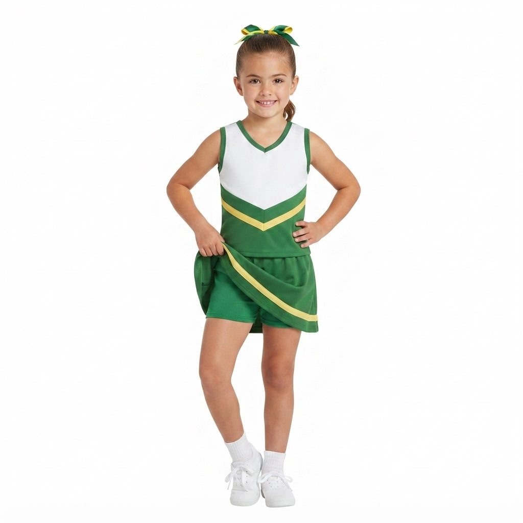 GSD4238 Teams Green Yellow Active Tank Top + Skort Girls Yoga Clothes Set