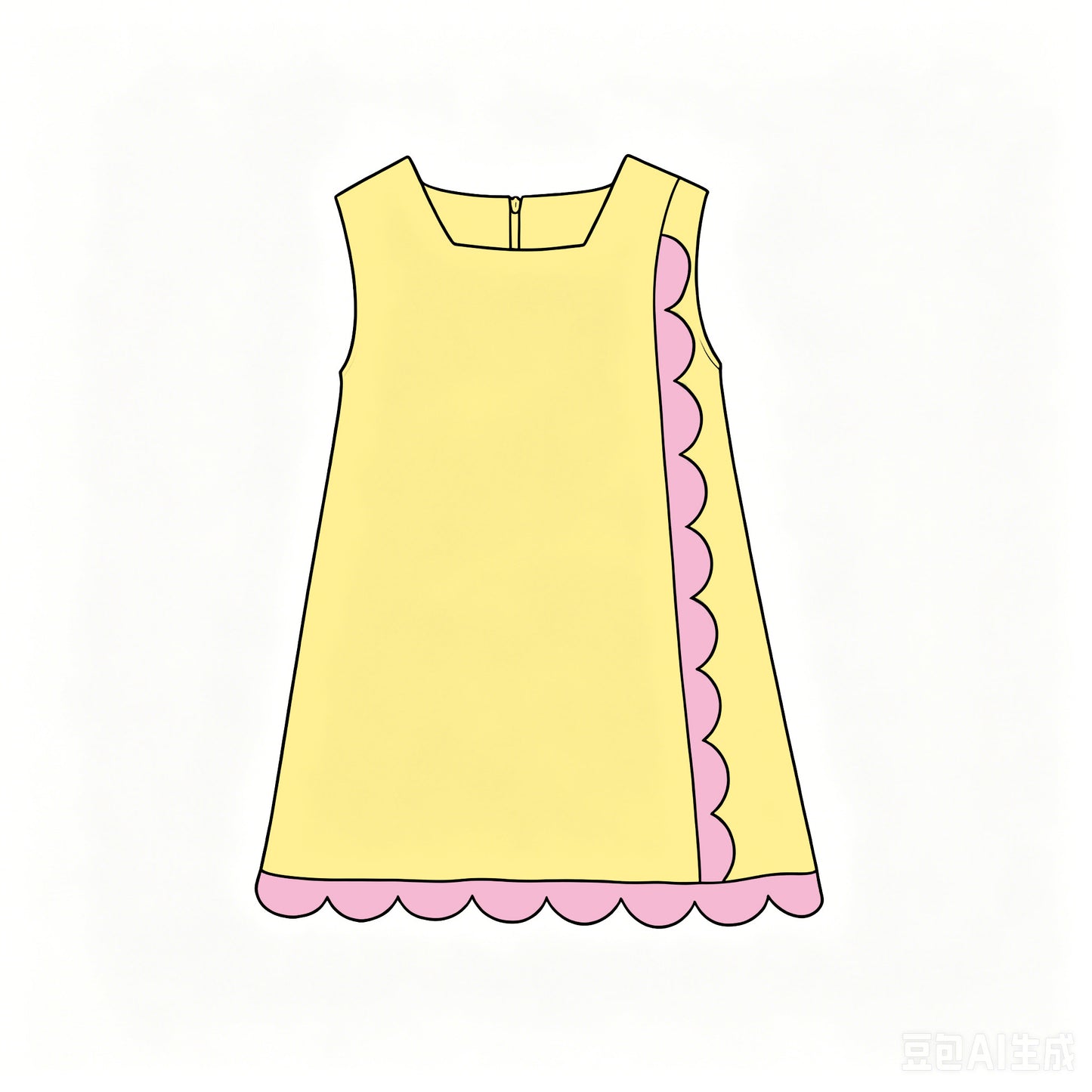 6.18 Baby Girls Yellow Pink Sleeveless Scalloped  Active Dress Preorder
