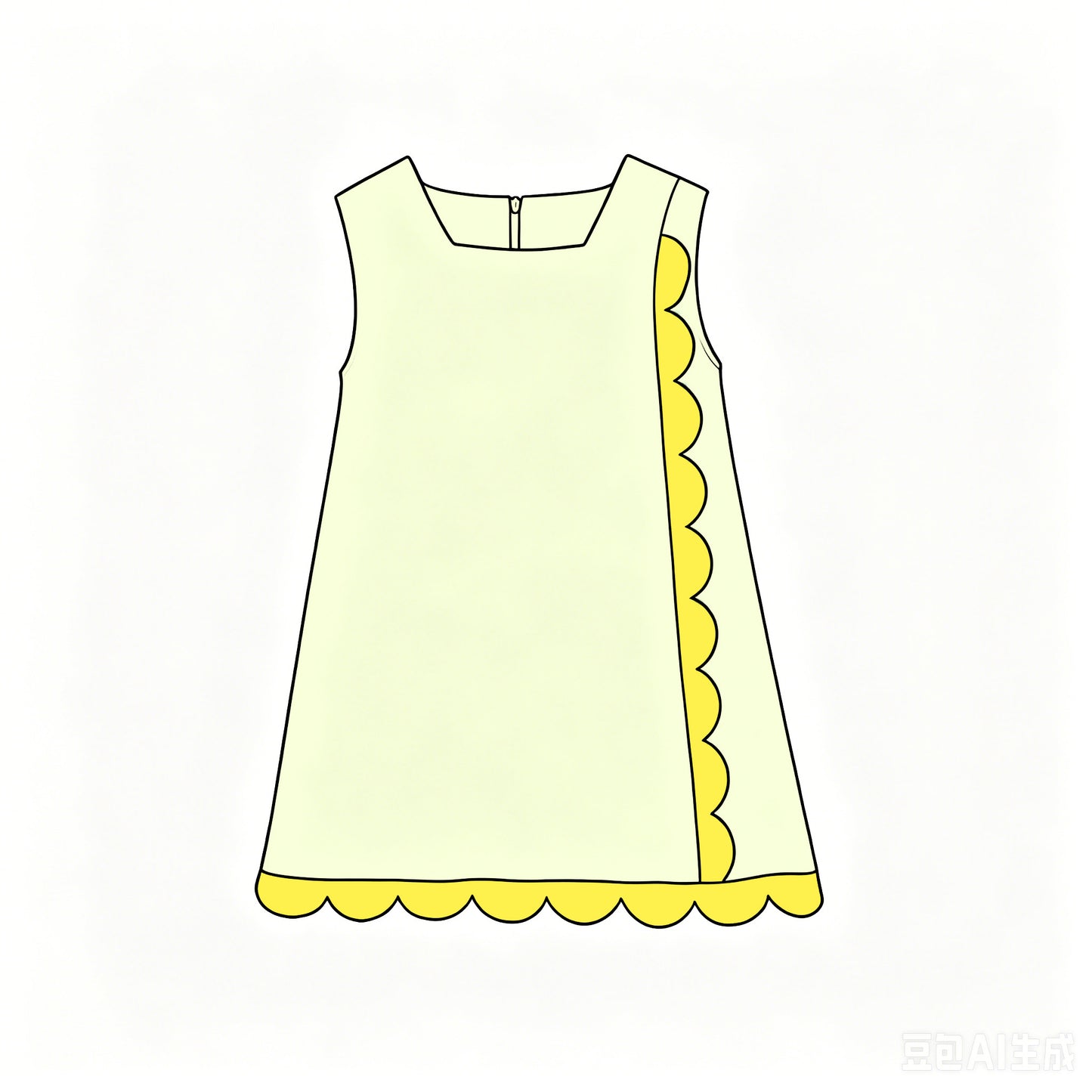 6.18 Baby Girls Light Yellow  Sleeveless Scalloped  Active Dress Preorder