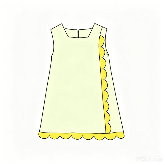 6.18 Baby Girls Light Yellow  Sleeveless Scalloped  Active Dress Preorder