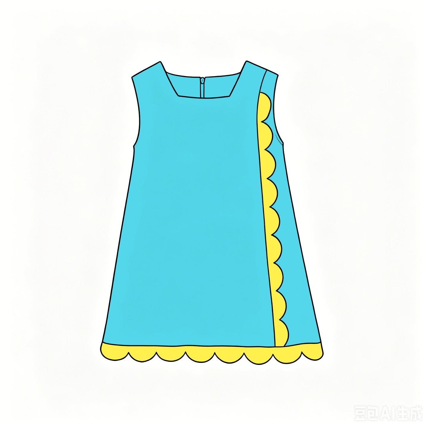 6.18 Baby Girls Blue Yellow Sleeveless Scalloped  Active Dress Preorder