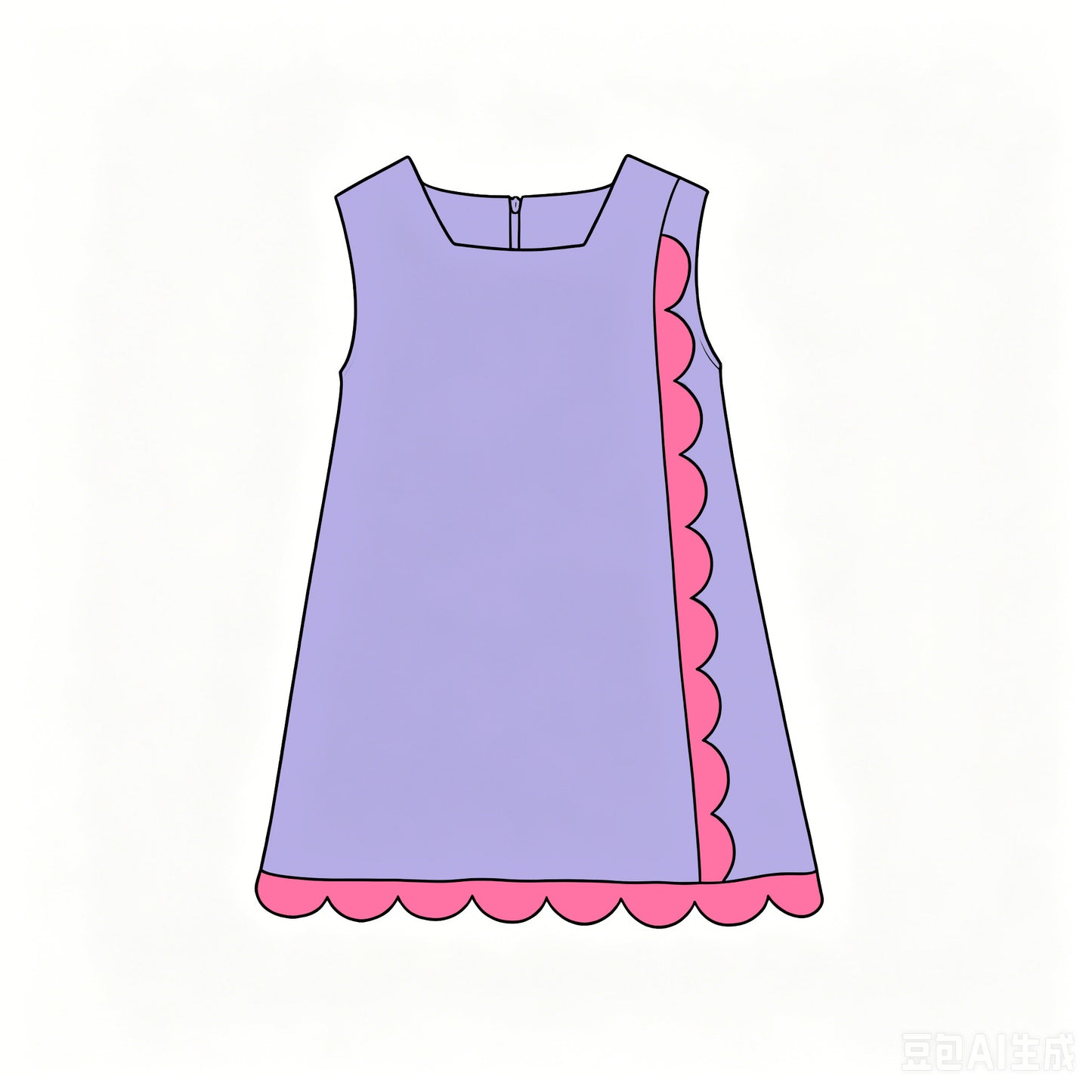 6.18 Baby Girls Purple Pink Sleeveless Scalloped  Active Dress Preorder ）