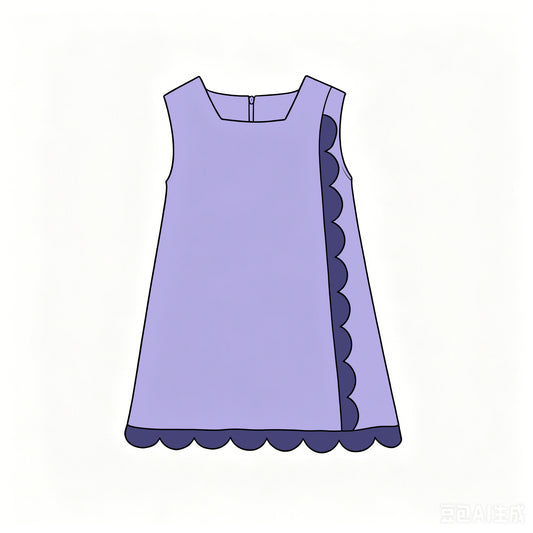 6.18 Baby Girls Purple Sleeveless Scalloped  Active Dress Preorder