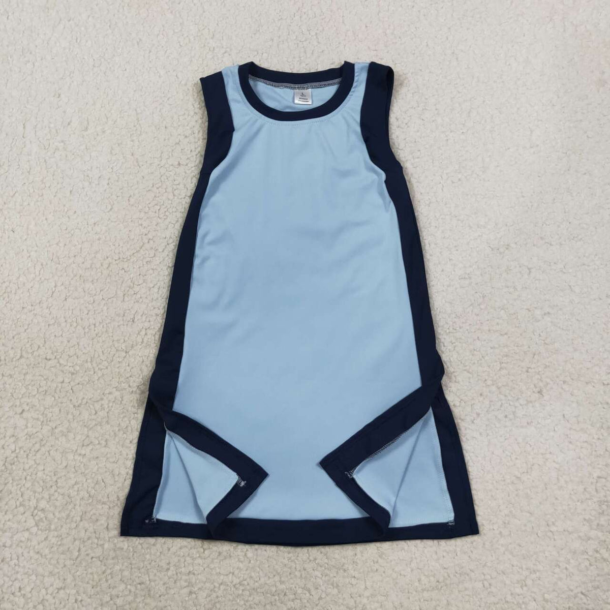 GSD4256 Blue With Navy Active Girls Sleeveless Yoga Dress