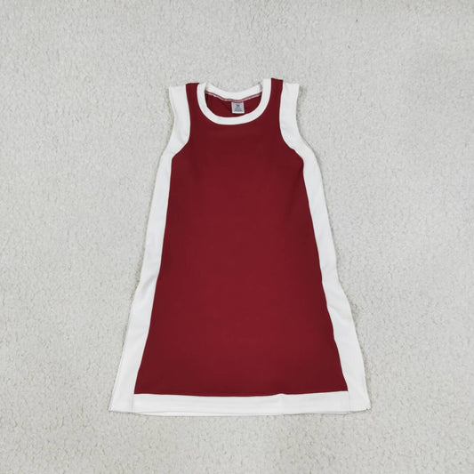 GSD4257 Maroon With White Active Girls Sleeveless Yoga Dress