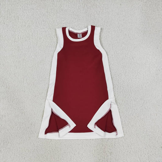 GSD4257 Maroon With White Active Girls Sleeveless Yoga Dress