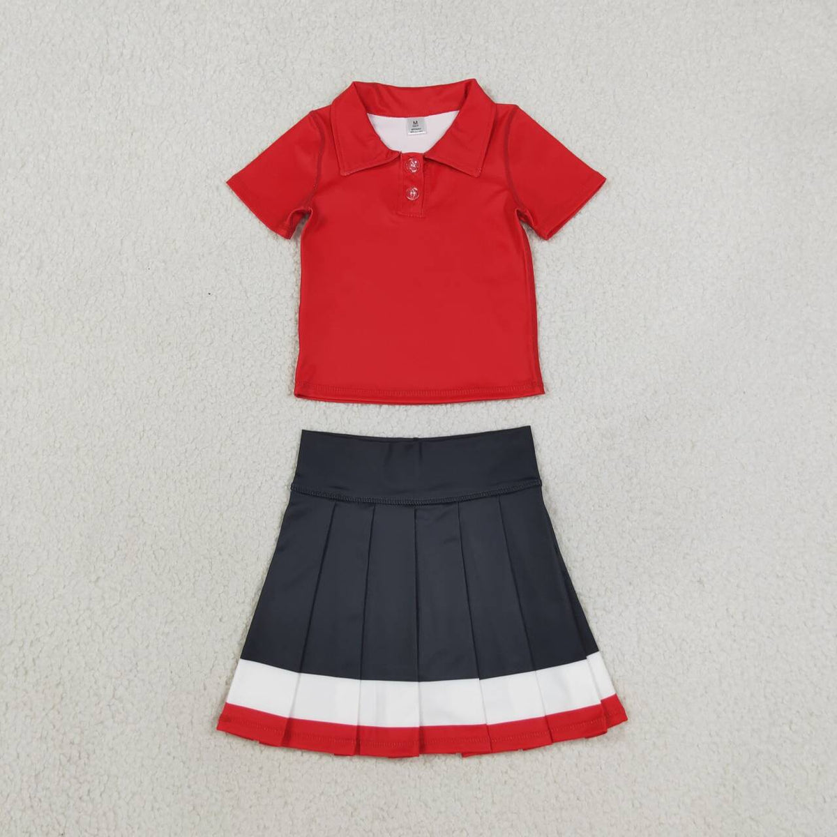 Sibling Kids Girls Short Sleeve Polo Top Pleated Skirt Active Outfit
