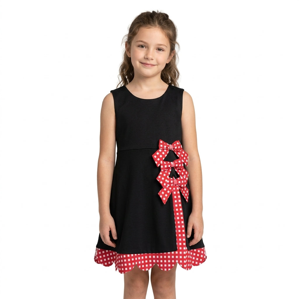 GSD4263 Black Color Active Dress With Bow Girls Yoga Dress
