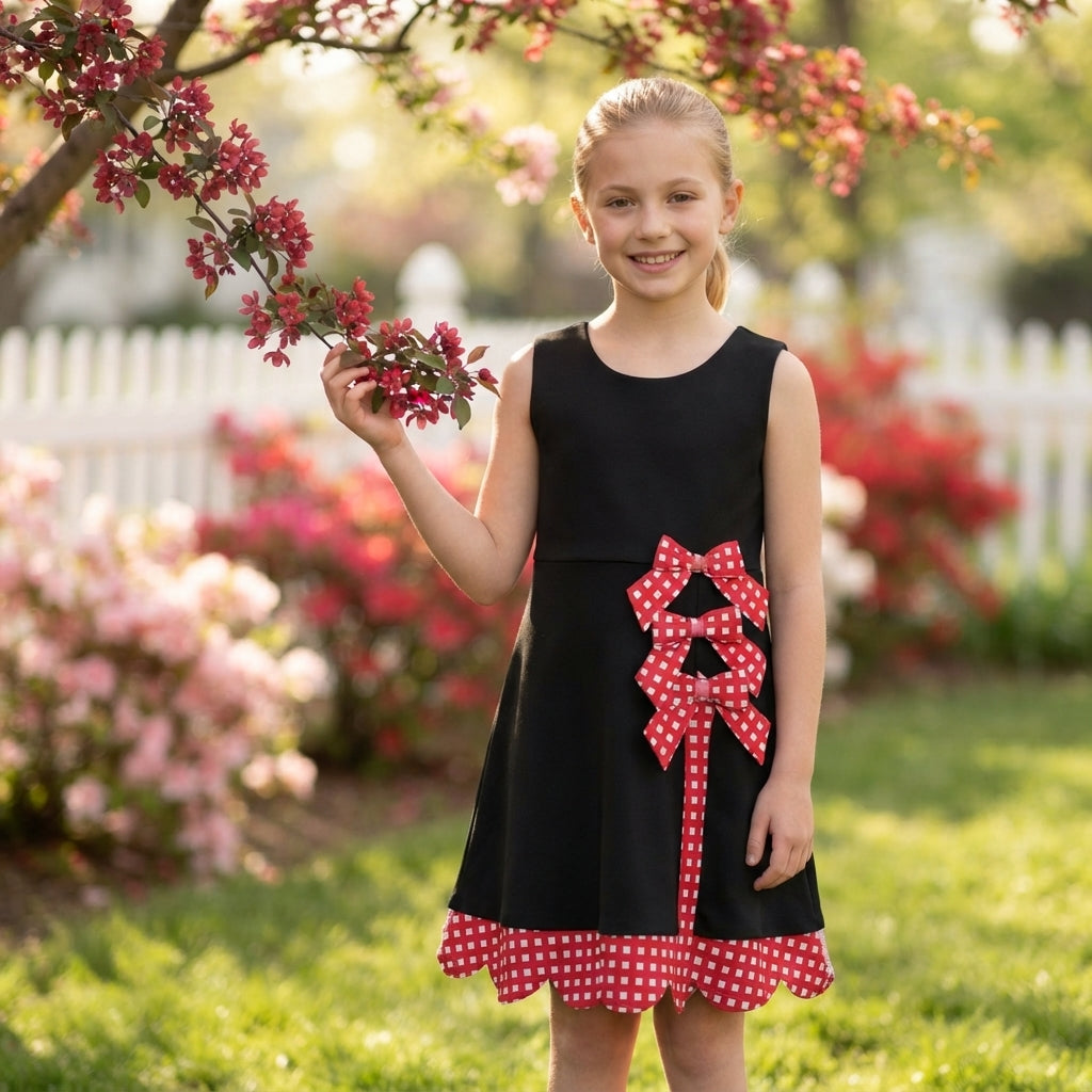 GSD4263 Black Color Active Dress With Bow Girls Yoga Dress
