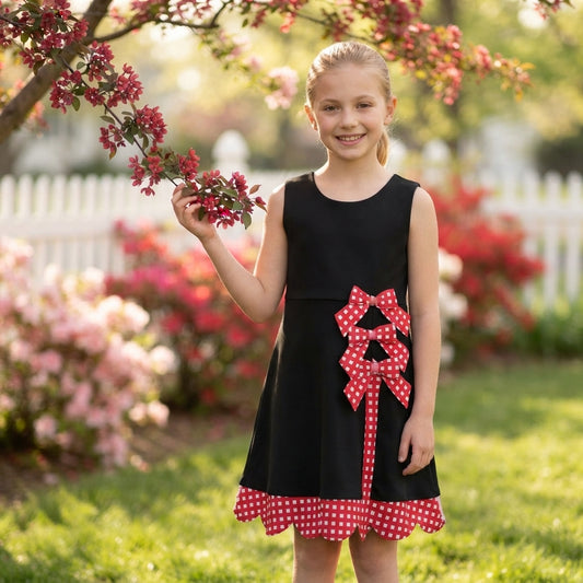 GSD4263 Black Color Active Dress With Bow Girls Yoga Dress