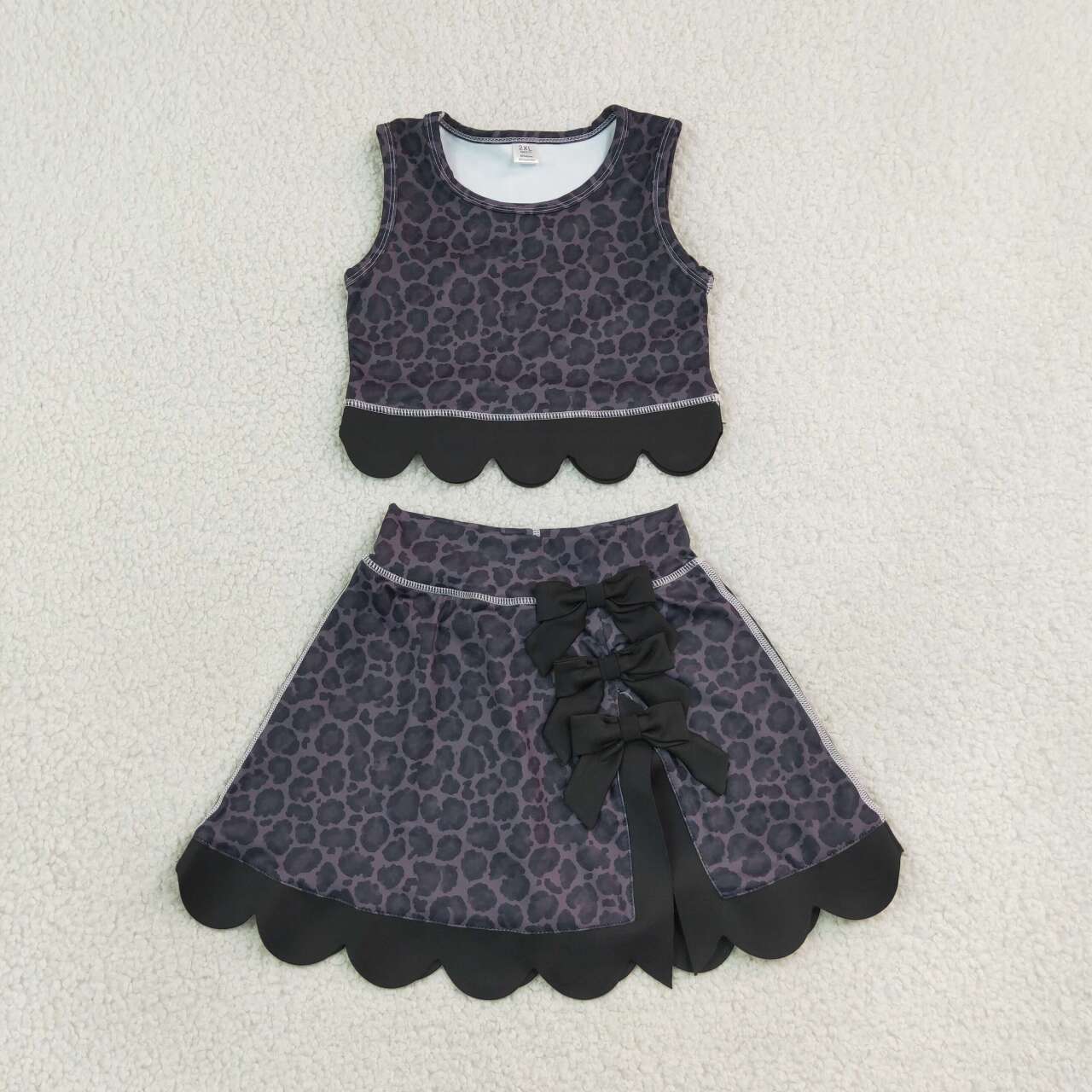 14 Colors Sibling Baby  Girls  Solid Color Tank Top Gingham Scallop Skort Active Outfit