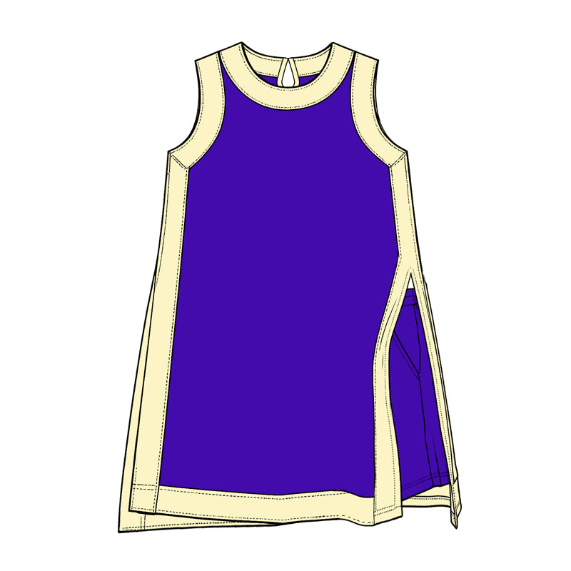 7.11 Preorder Kids Girls Purple Yellow Sleeveless Active Dress