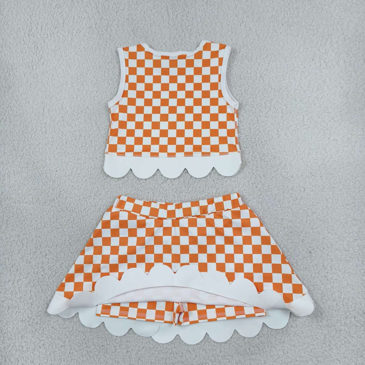 GSD4282 Teams Tennessee Orange Checked White Bow Skort Girls Active Outfit