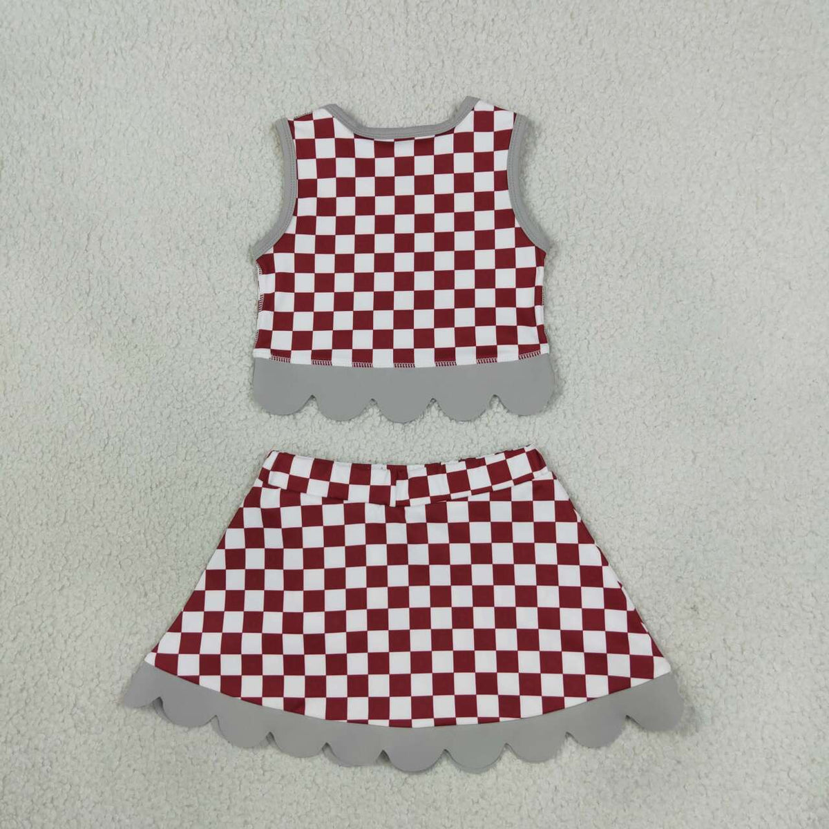 GSD4284 Teams Girls Alabama Checked Tank Top Black Bows Skort Active Outfits