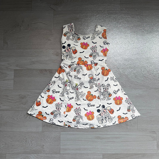 7.21 GSD4291 Preorder Cartoon Mouse BOO Print Girls Halloween Sleeveless Backless Yoga Dress