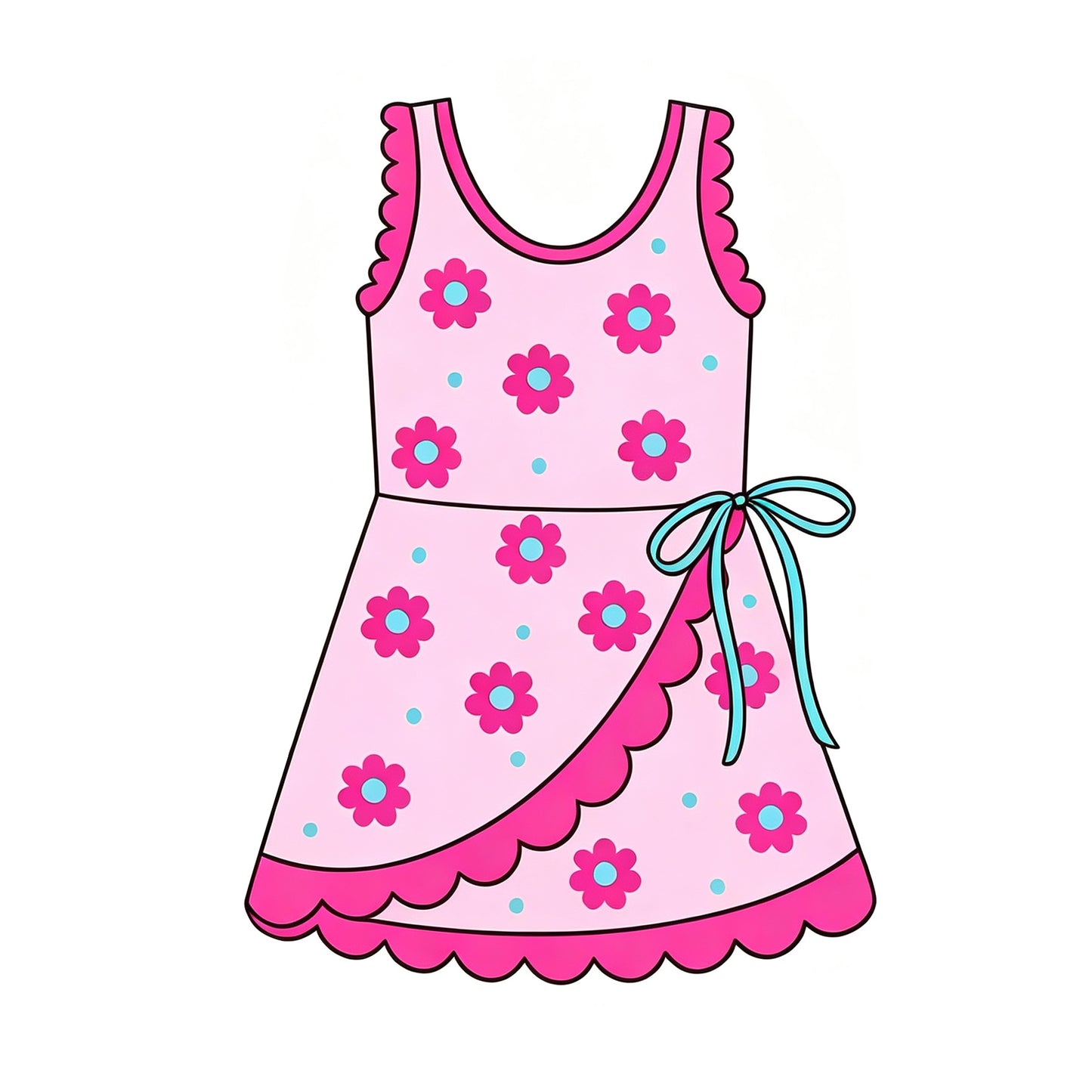 7.29  Preorder  Kids Girls Pink Flower Sleeveless Active Dress