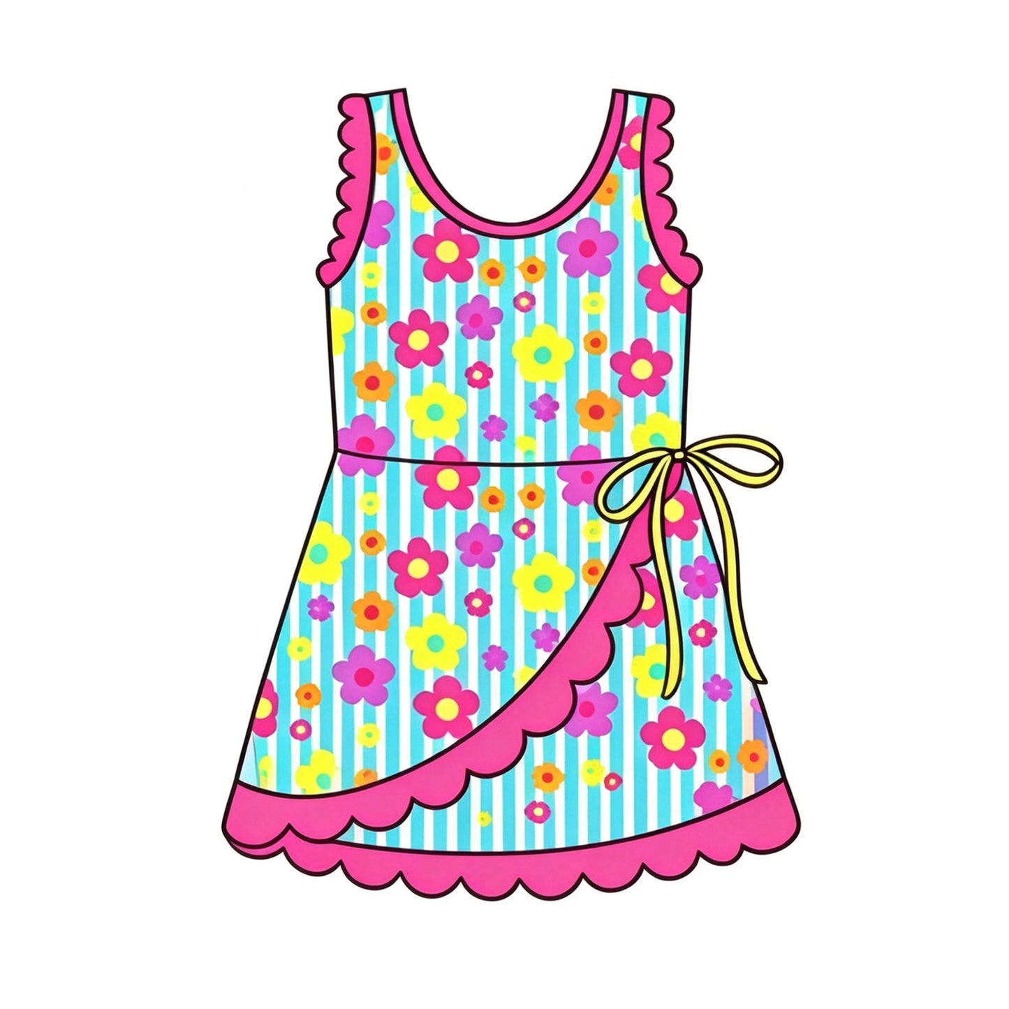 7.29  Preorder  Kids Girls Colorful Flower Sleeveless Active Dress