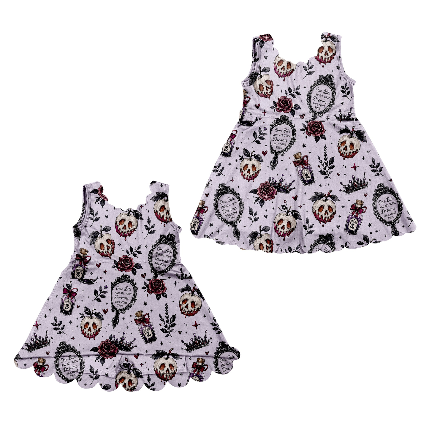 8.1 Preorder  Kids Girls Poison Apple Gothic Sleeveless Scalloped Active Dress