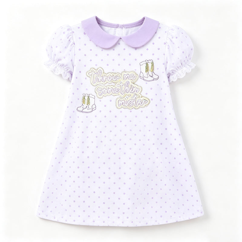 9.2 GSD4318 Preorder Toddler Girls Mardi Gras Peter Pan Collar Polka Dot Dress