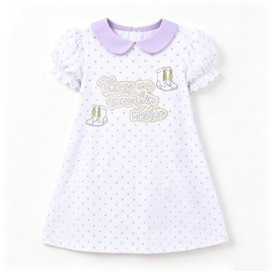 9.2 GSD4318 Preorder Toddler Girls Mardi Gras Peter Pan Collar Polka Dot Dress