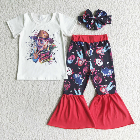 GSPO0127 Cartoon Film Characters Top Doll Bell Pants Girls Halloween Clothes Set
