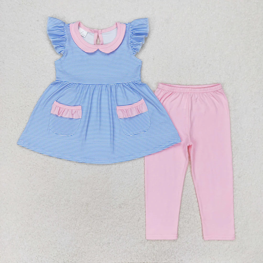 Sibling Baby Girls Bows Flowers Tunic Leggings Pant Ruffle Sleeves Clothes Sets