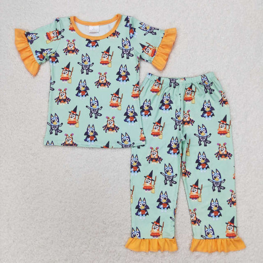 GSPO1573 Cartoon Dog Print Boys Halloween Pajamas Clothes Set
