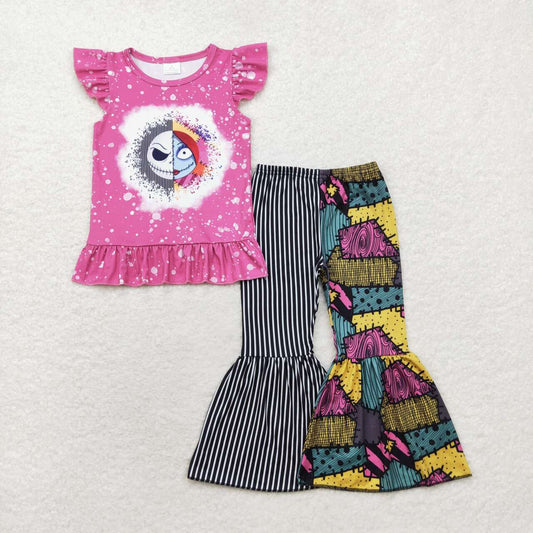 GSPO1628 Nightmar* Pink Top Bell Pants Girls Halloween Clothes Set