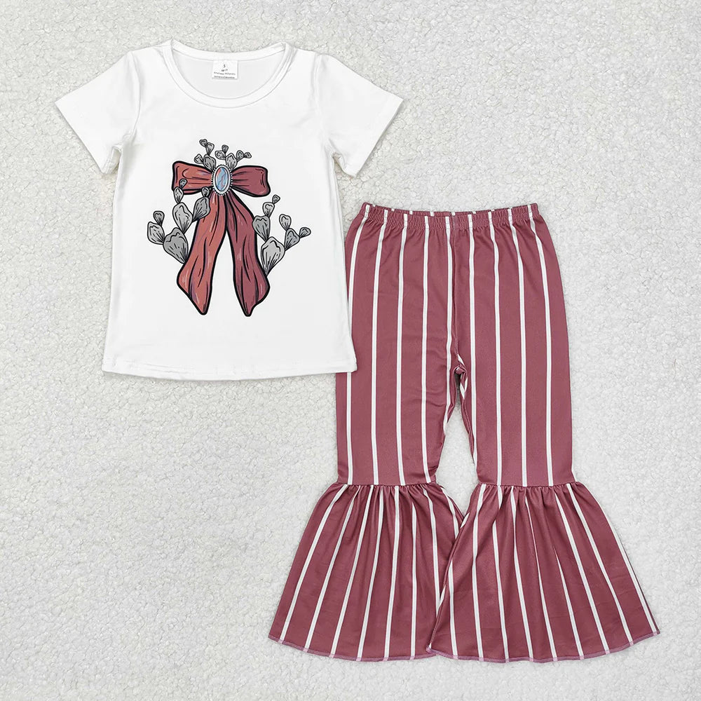 Sibling Baby Girls Western Shirts Top Bell Bottom Pants Outfits
