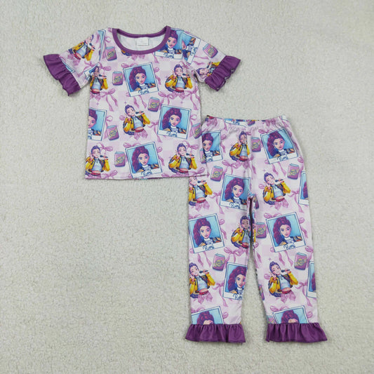Sibling Baby Girls Cartoon Demon Hunter Top Ruffle Pants Pajamas Sets