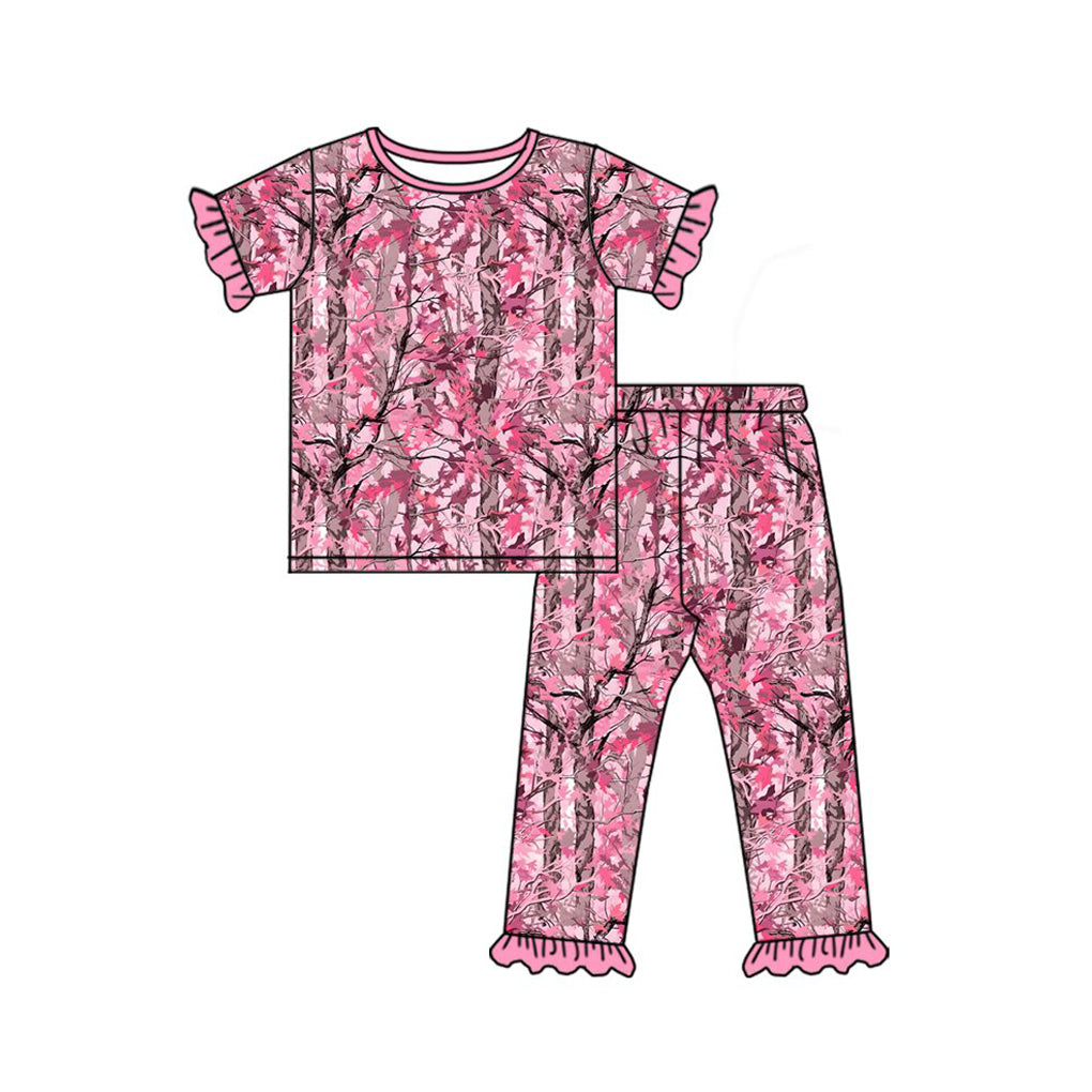 4.21  Toddler Girl Pink Camo Short Sleeve Top with Pants Outfit Preorder