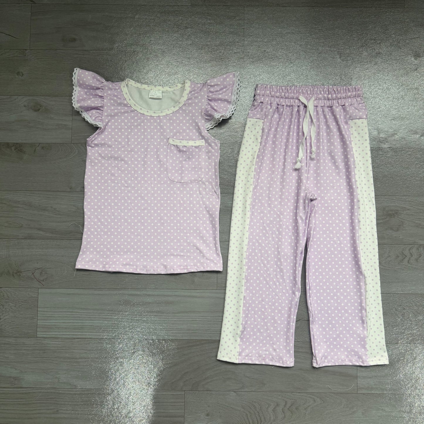 Baby Girls Violet Flutter Sleeve Top with Wide Leg Pants Outfit