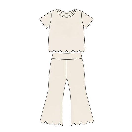7.14 GSPO2340 Preorder White Cotton Girls Scallop Edge Clothes Set